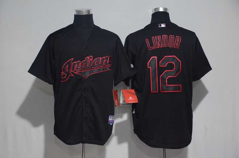 Cleveland Indians #12 Francisco Lindor Black Fashion Cool Base Stitched Jersey,We sell and wholesale Cleveland Indians #12 Francisco Lindor Black Fashion Cool Base Stitched Jersey on line form chian!